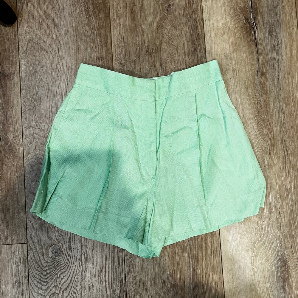 SANDRO Women's High-waisted Tailored Shorts Size 38/US 6 In Green - Picture 2 of 9